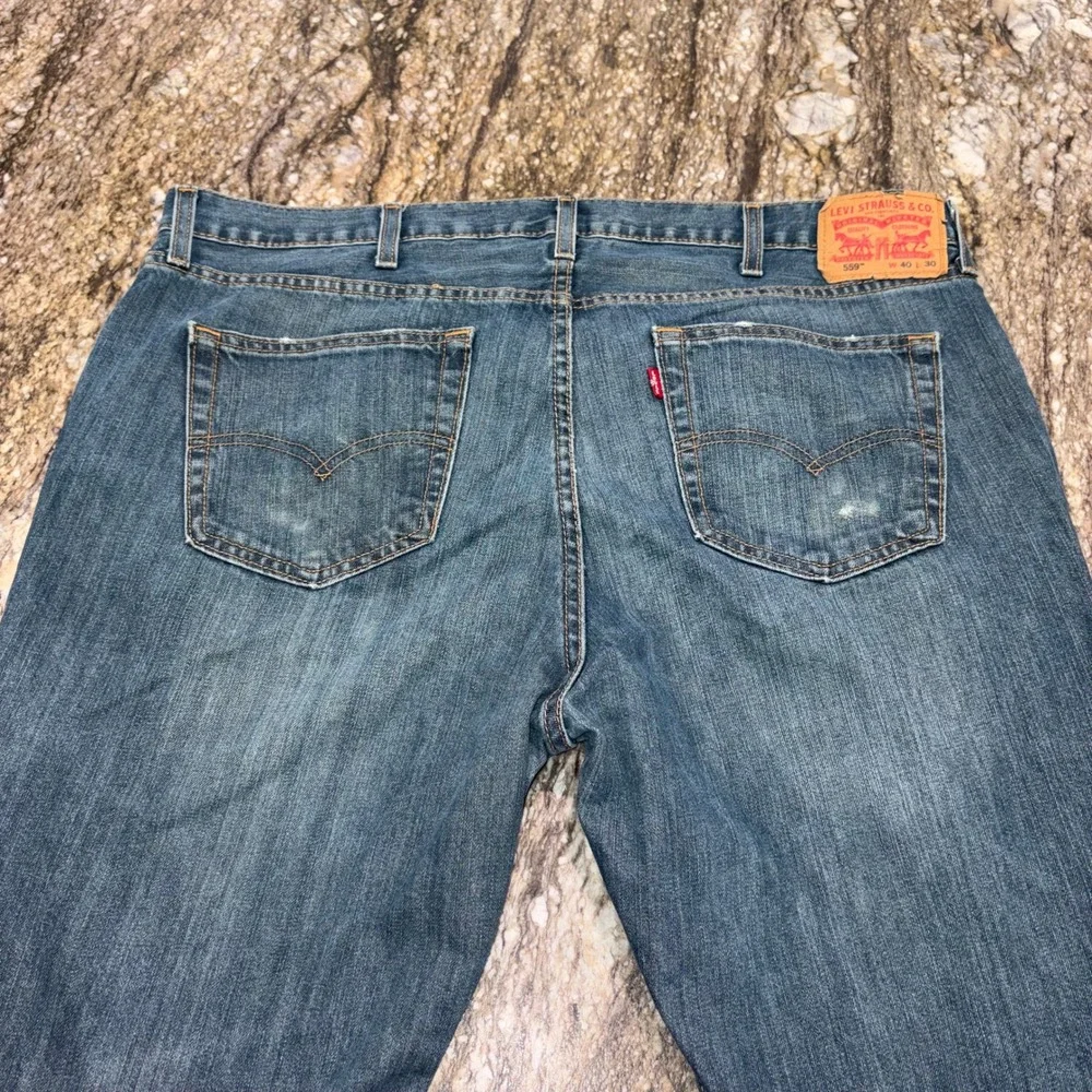 Relaxed Straight Leg Jeans Denim Mens 40x30 Blue Levi's 559